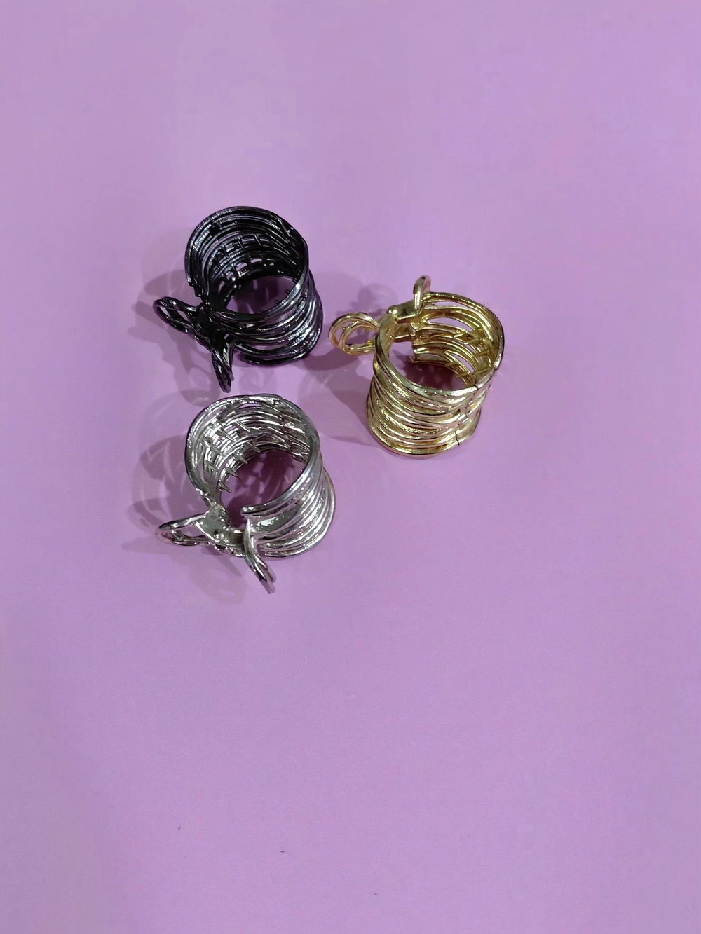 Metal Coil Hair Cuffs - Gold, Silver, Black